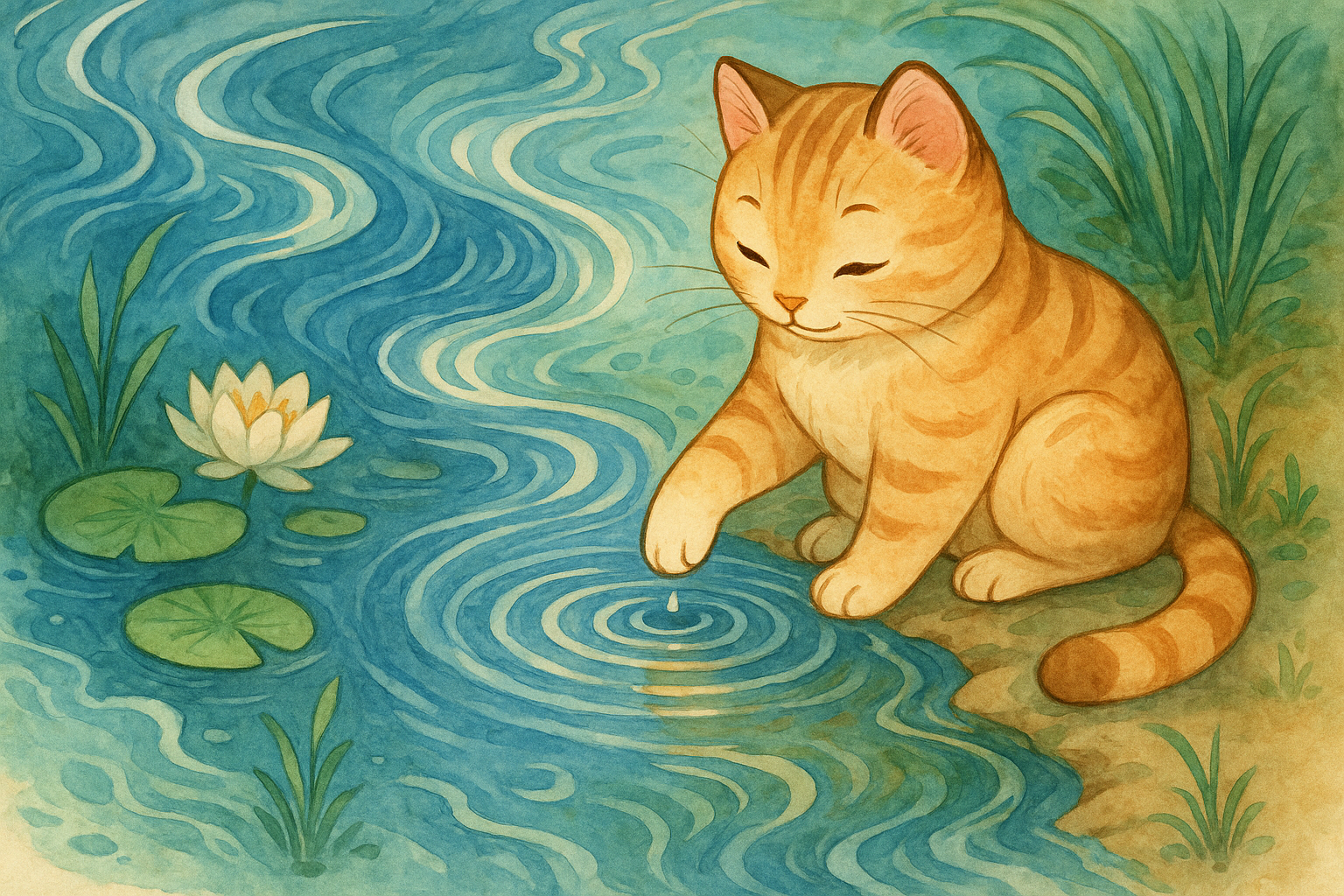 Design eau et chat